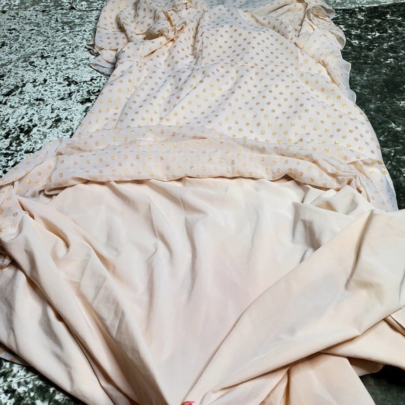 Elloquii White/ Gold Off The Shoulder Dress - Picture 6 of 8